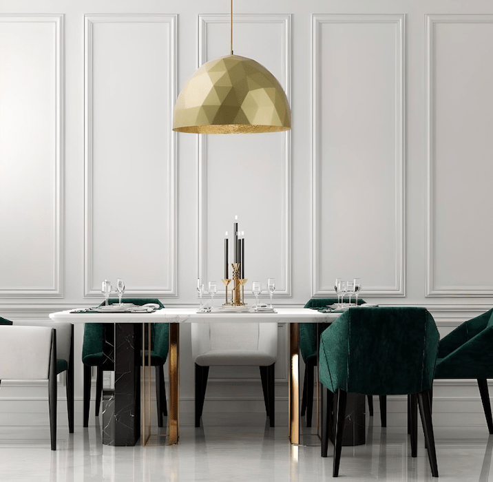 duza zlota wiszaca lampa fjorska 50 nad stol 1