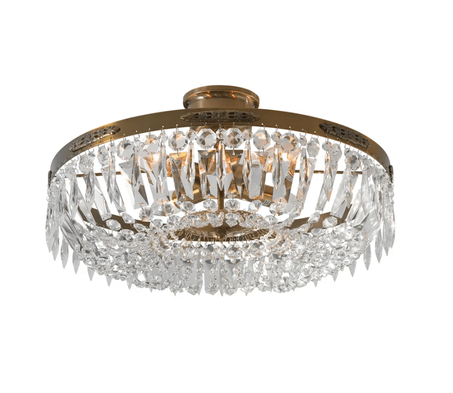 Duży, antyczny plafon vintage Island o średnicy 48 cm z połyskującymi kryształami