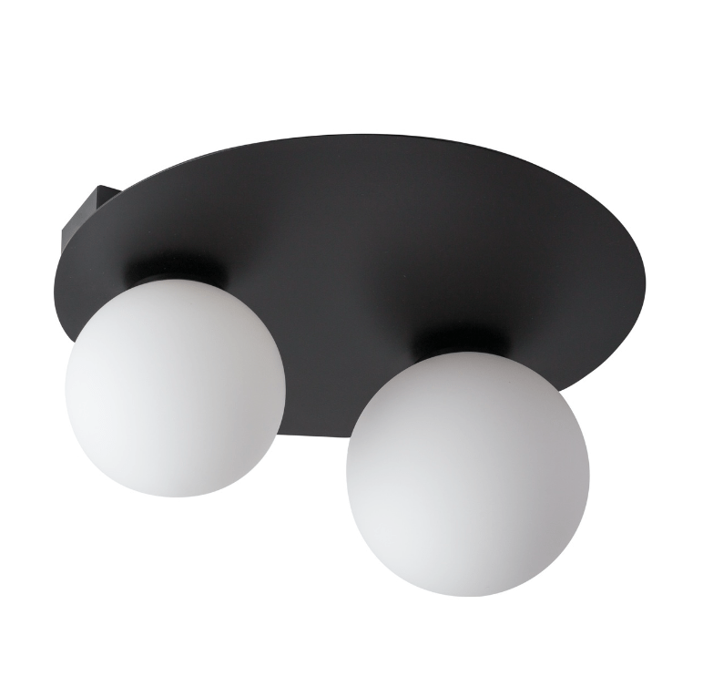 Dwupunktowy czarny plafon Fjordlux 2 z kloszami w kształcie koła
