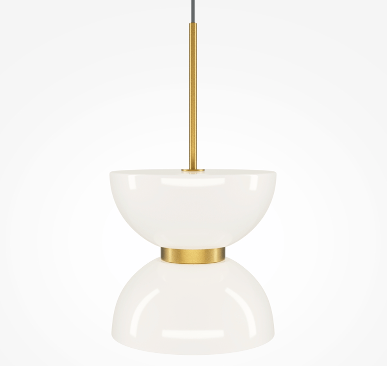 Elegancka lampa wisząca LED Kyoto w biało-złotej kolorystyce z podwójnym kloszem