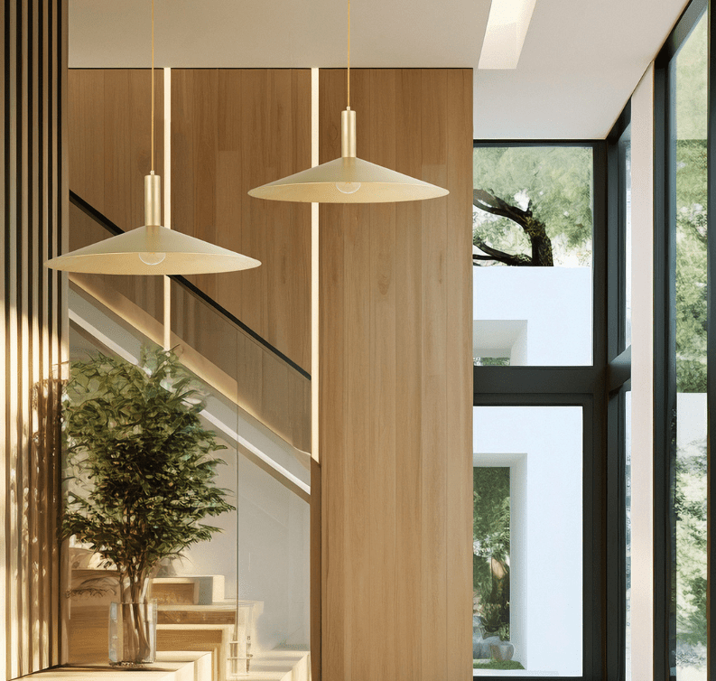 Elegancka wisząca lampa Hoshiko w złotym kolorze o średnicy 70 cm