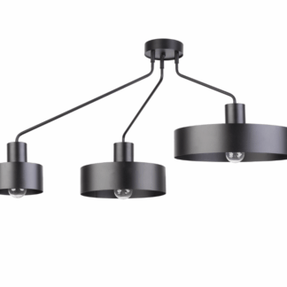 Czarna lampa sufitowa Eiffla, industrialna z trzema punktami świetlnymi, metalowa, do salonu, loftu.