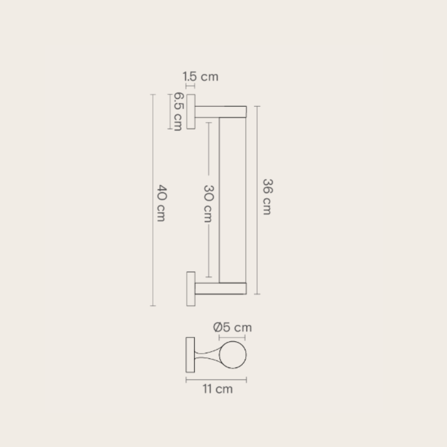 Złoty kinkiet Roseline 36 Robin IP44 z brązowymi pasami