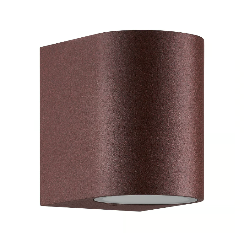 Brązowy (rdzawy) kinkiet zewnętrzny Dion o klasie szczelności IP44 do montażu na ścianie domu