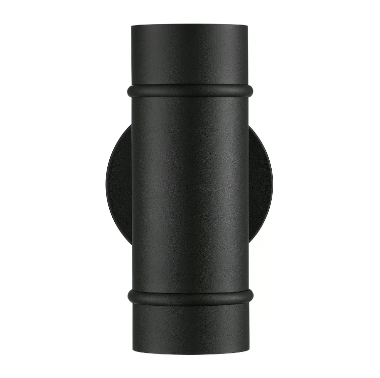 Czarna aluminiowa lampa ścienna Artilus w formie tuby, świecąca w górę i w dół, IP54