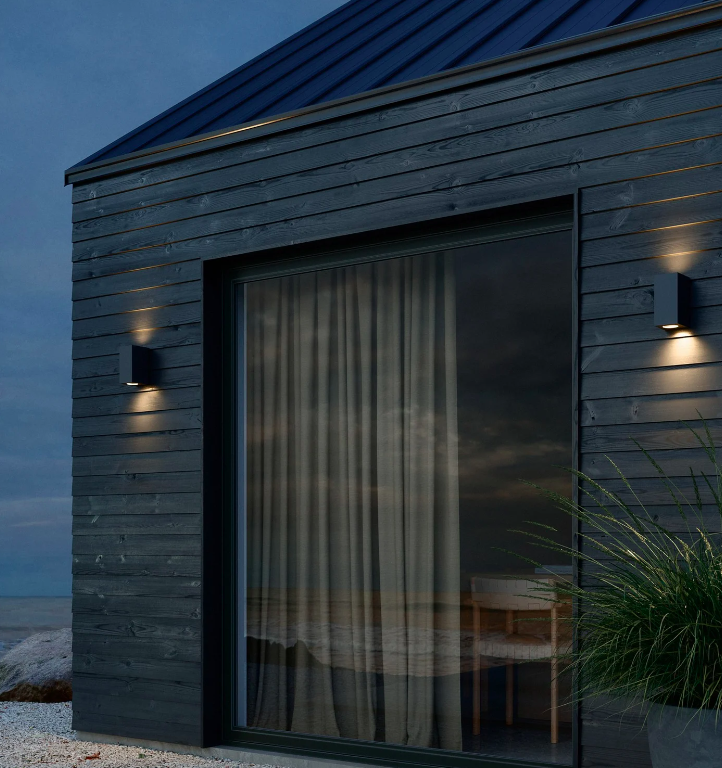 Czarny kinkiet Nordlux Canto Kubi Maxi 2 o klasie szczelności IP44