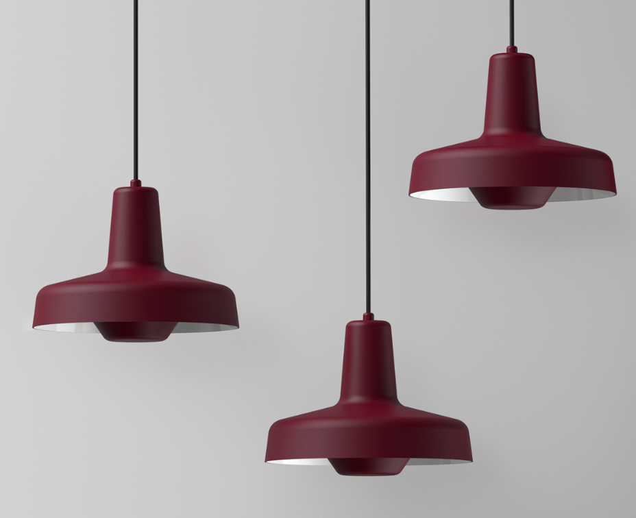 Czerwona wisząca lampa Arigato II od Grupa, idealna nad stół