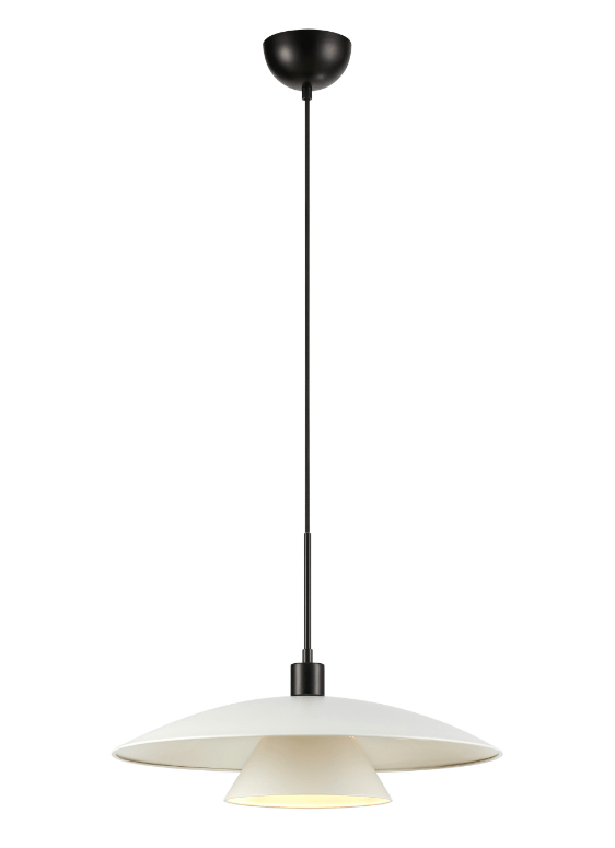 Duża, płaska, nordycka lampa wisząca Millinge 50 w białym kolorze
