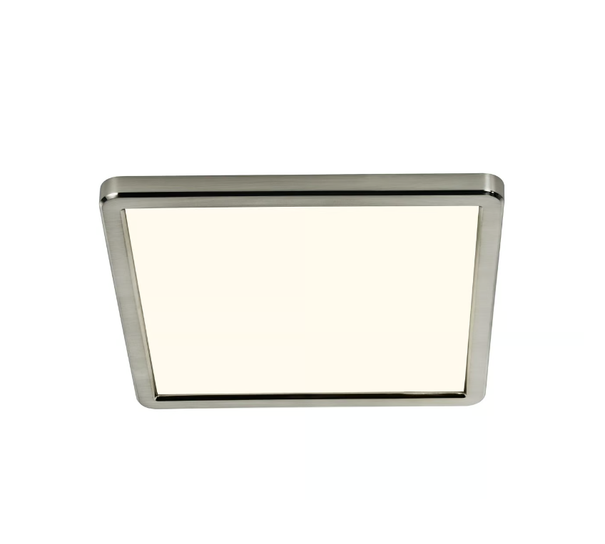 Kwadratowy srebrny plafon Oja Square LED z funkcją ściemniania za pomocą włącznika światła