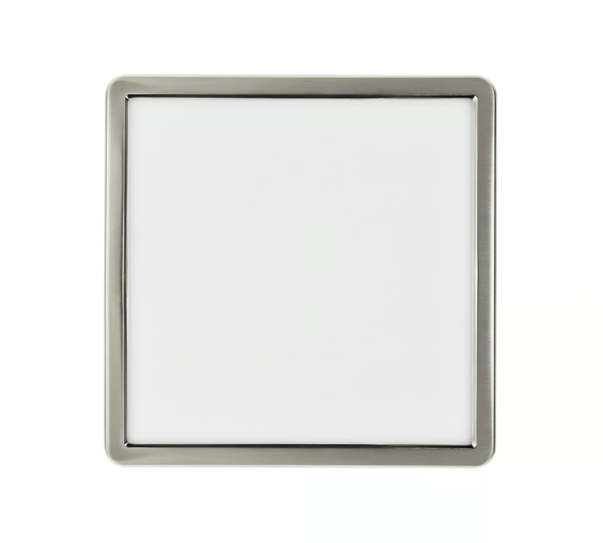 Kwadratowy srebrny plafon Oja Square LED z funkcją ściemniania za pomocą włącznika światła