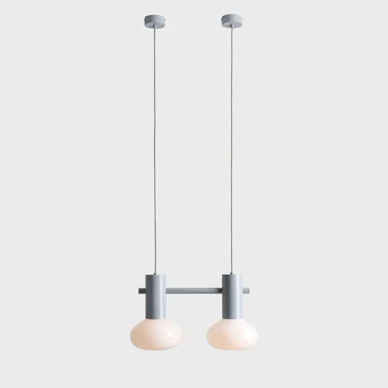 Lampa wisząca Flo 2 Grey nad blat z dwoma szklanymi kloszami