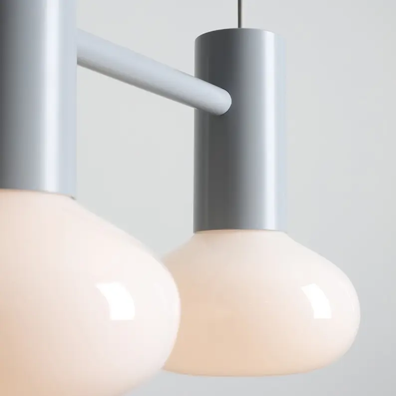 Lampa wisząca Flo 2 Grey nad blat z dwoma szklanymi kloszami