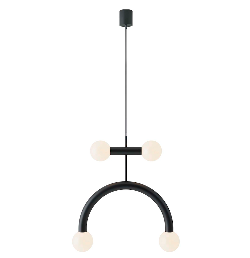 Nowoczesna wisząca lampa Rigoberta Duo Curved z czterema kulami