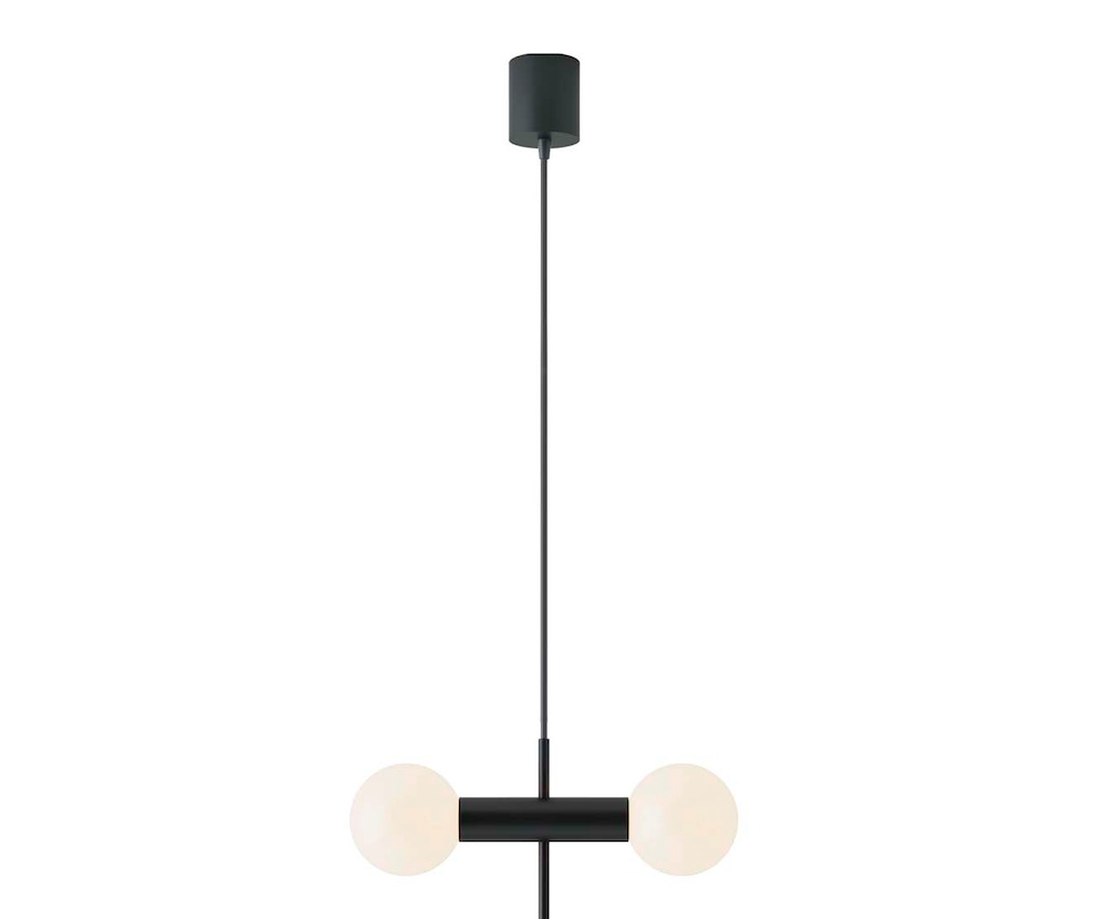 Nowoczesna wisząca lampa Rigoberta Duo Curved z czterema kulami