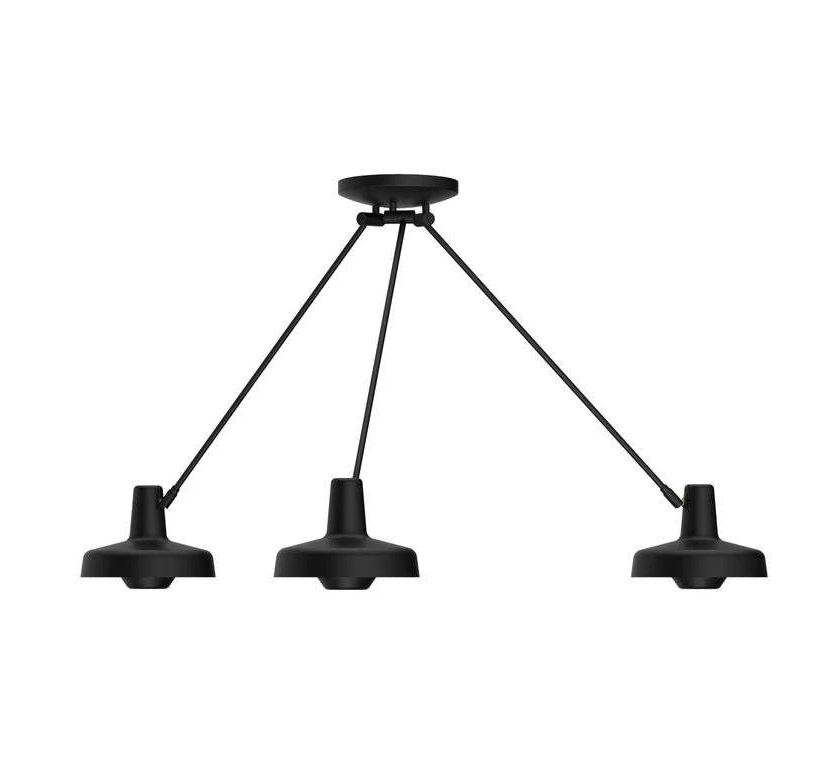Stylowa czarna lampa sufitowa Arigato P3 z trzema źródłami światła