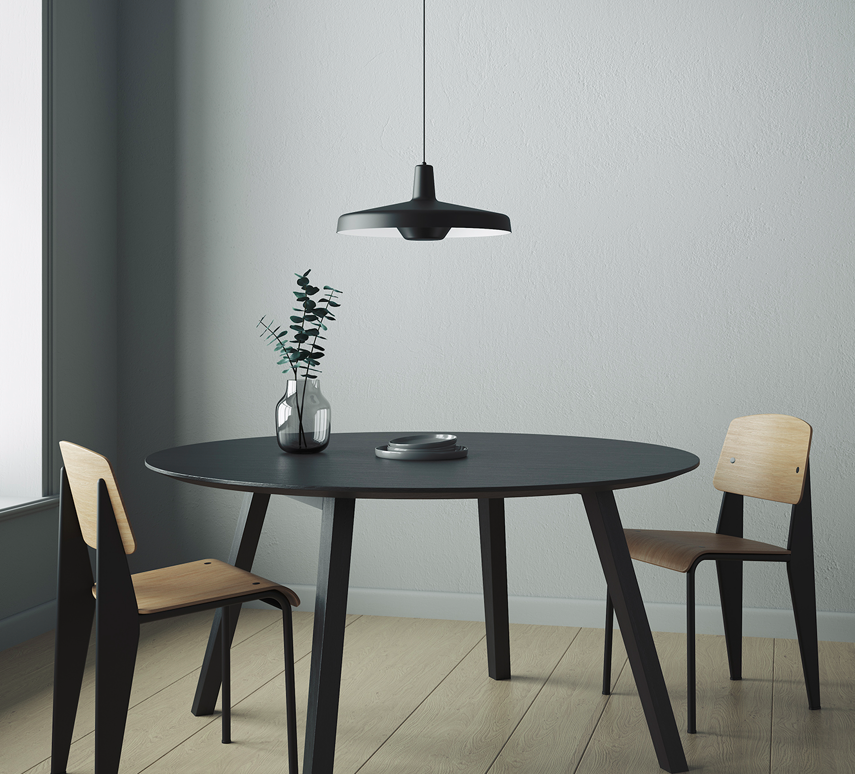 Wisząca lampa Arigato Large w zielonym kolorze z płaskim kloszem