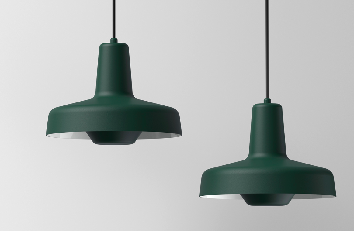 Zielona wisząca lampa Arigato II od Grupa Products