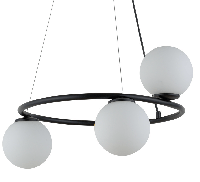 Mały żyrandol z 3 białymi kulami Glowspire 50 - czarny
