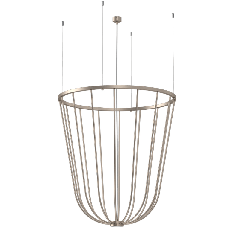 Nowoczesna, wisząca lampa do salonu No. Moon O Z w odcieniu beżowej platyny