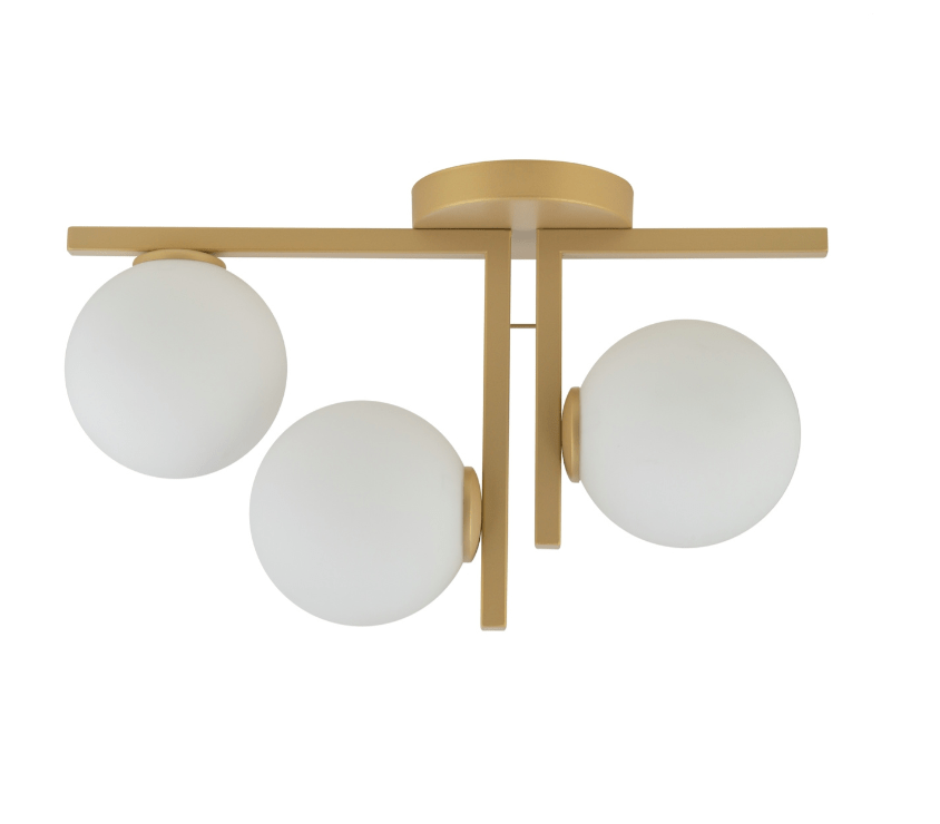 Nowoczesny beżowy plafon Solvra 3 z szklanymi kloszami