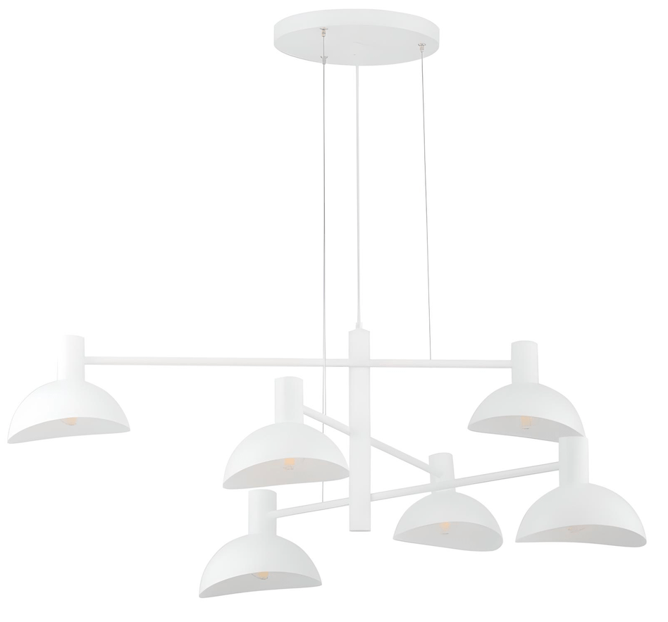 Nowoczesny biały żyrandol Skylim z sześcioma ramionami