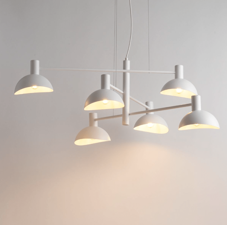 Nowoczesny biały żyrandol Skylim z sześcioma ramionami