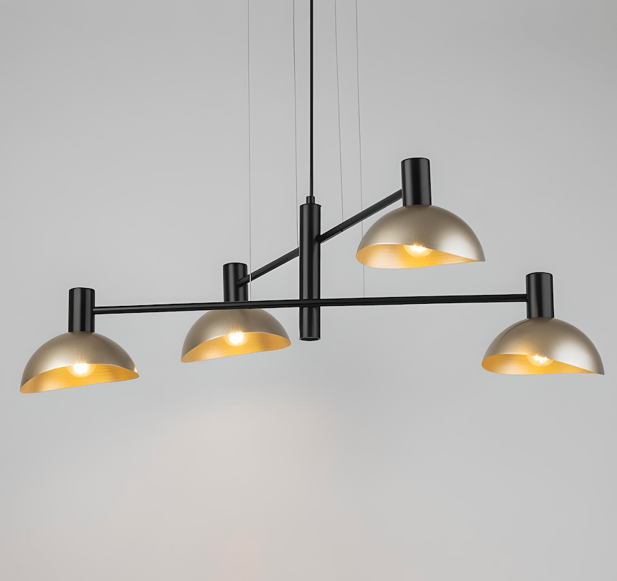 Nowoczesny czarno-złoty żyrandol Skylim 4 o eleganckim designie
