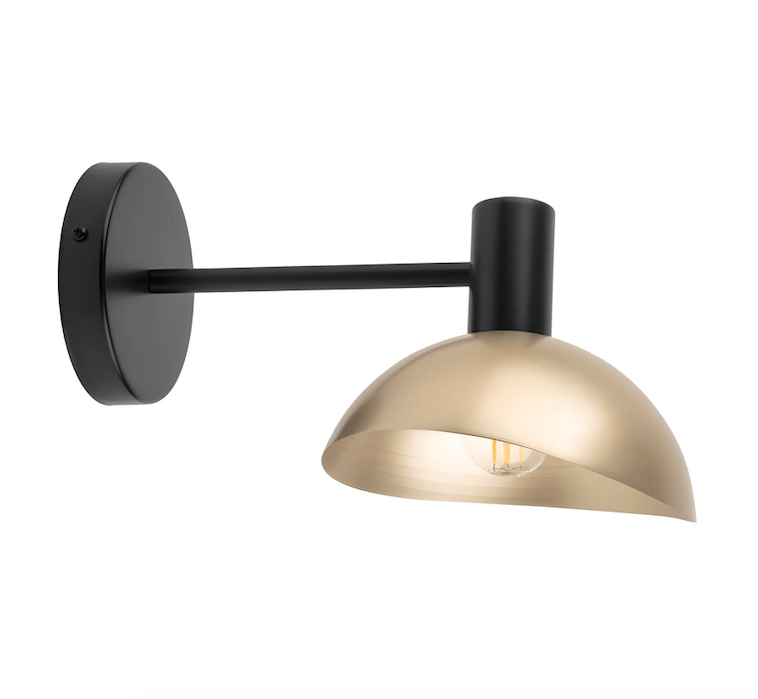 nowoczesny kinkiet skylim w czarno zlotym wykonczeniu o eleganckim designie