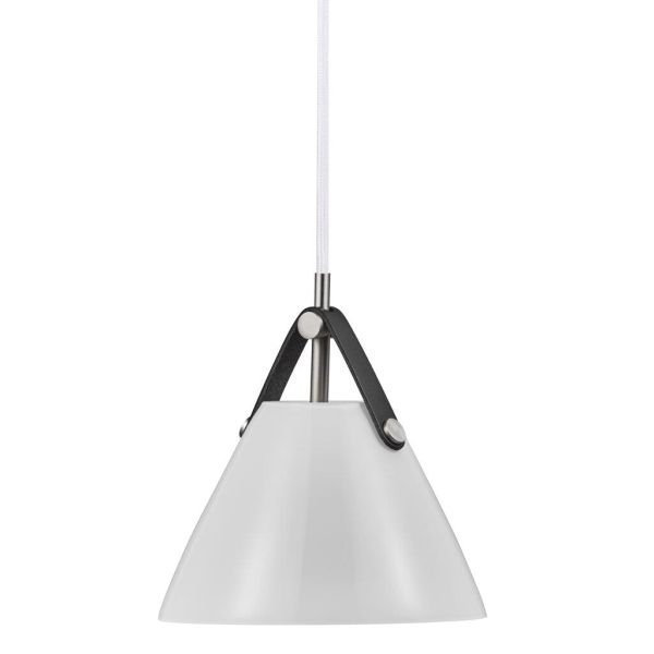 OUTLET Wisząca lampa Strap 16 w białym kolorze – DFTP Nordlux – szklany klosz