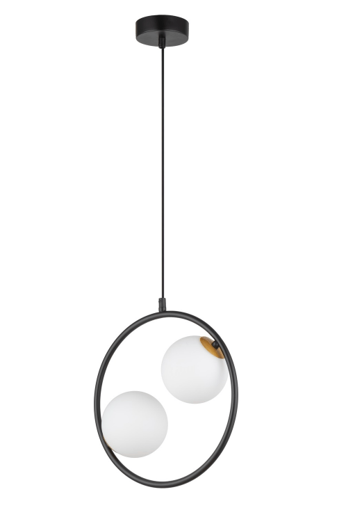 Ozdobna lampa wisząca Aurika 2 - koło z dwoma kulami