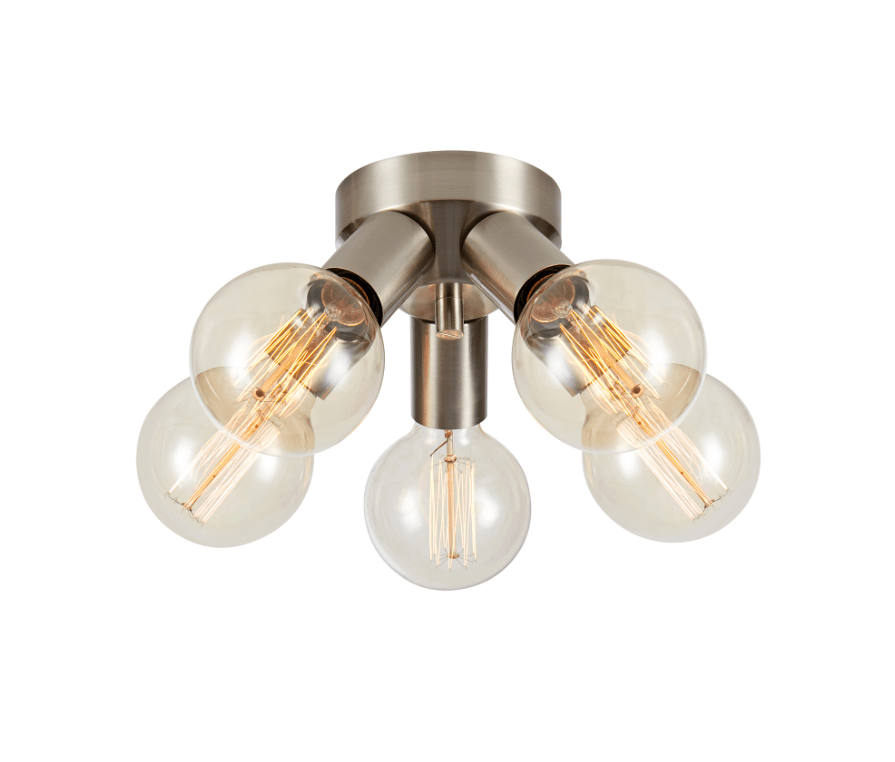 Pięciopunktowa lampa sufitowa Mazzo w niklowanym wykończeniu, idealna do łazienki