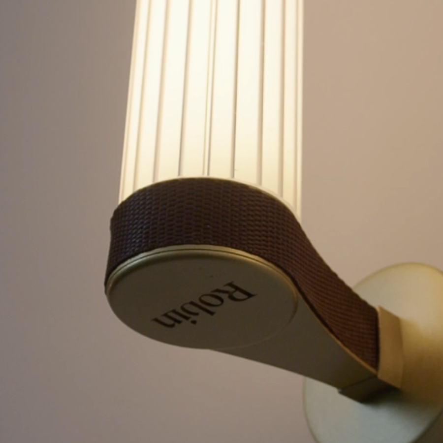 Złoty kinkiet Roseline 36 Robin IP44 z brązowymi pasami