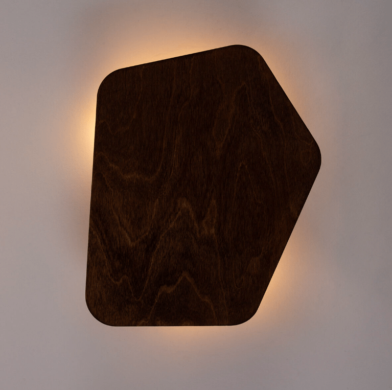 Płaski kinkiet drewniany Listria - brązowy orzech