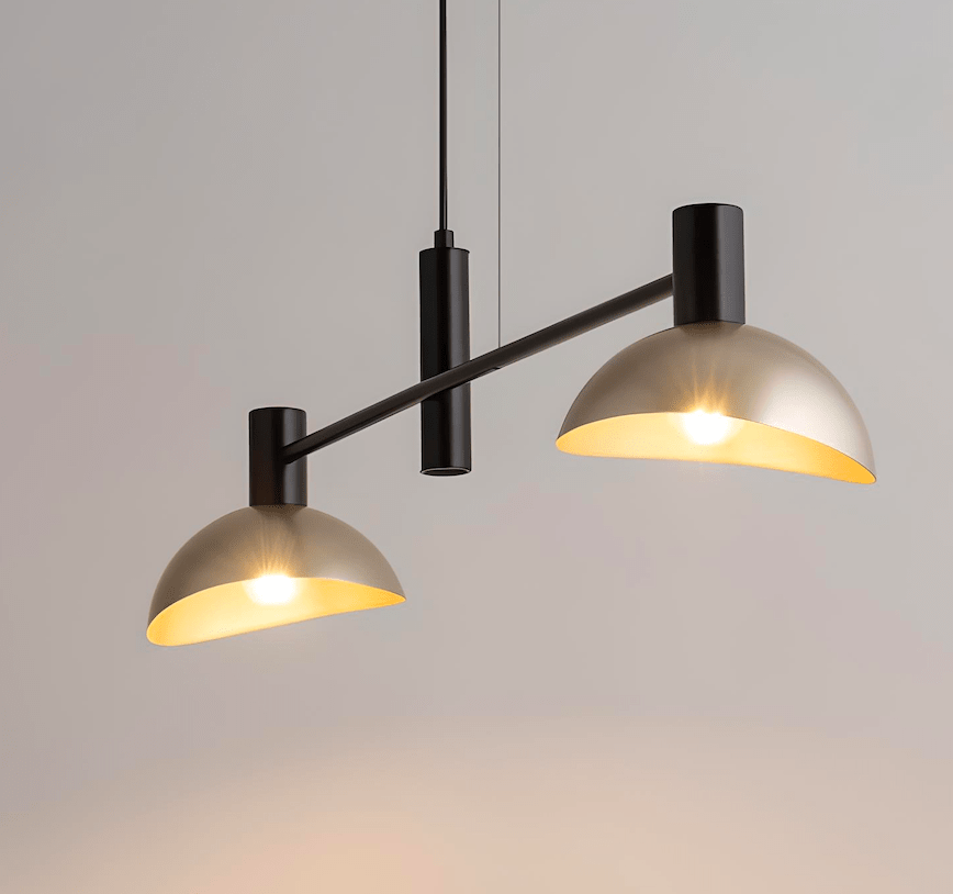 Pozioma lampa wisząca Skylim 2 w złoto-czarnym kolorze