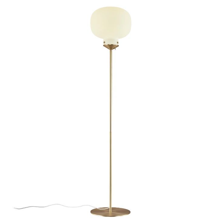 PROMOCJA! Elegancka złota lampa podłogowa Raito od Nordlux DFTP z szklanym kloszem