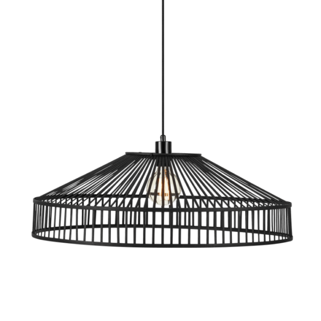 Ręcznie wykonana lampa wisząca Tapa 75 z czarnego bambusa
