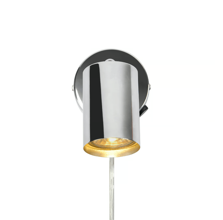 Srebrny kinkiet Explore - regulowana tubka do sypialni