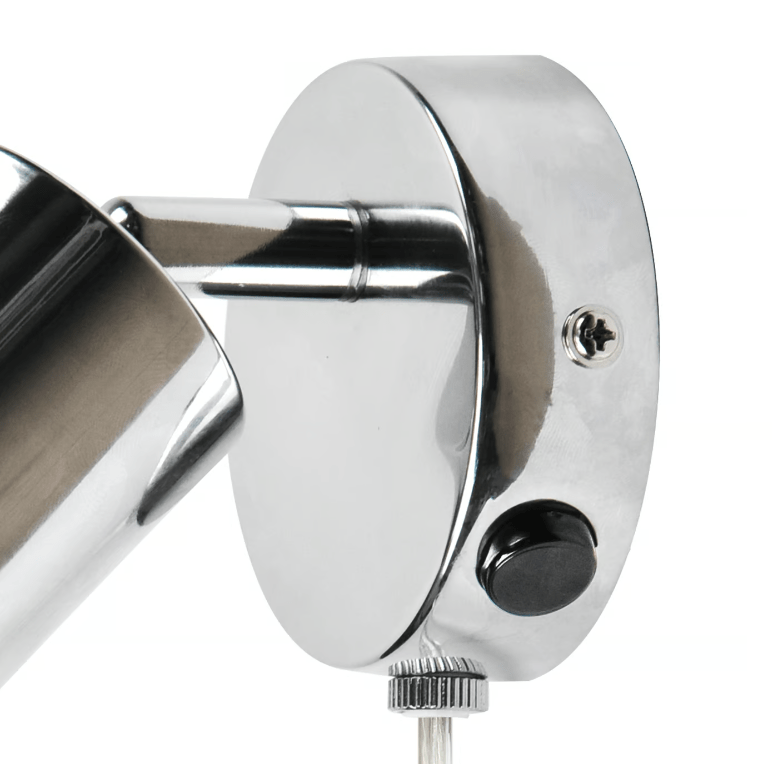 Srebrny kinkiet Explore - regulowana tubka do sypialni