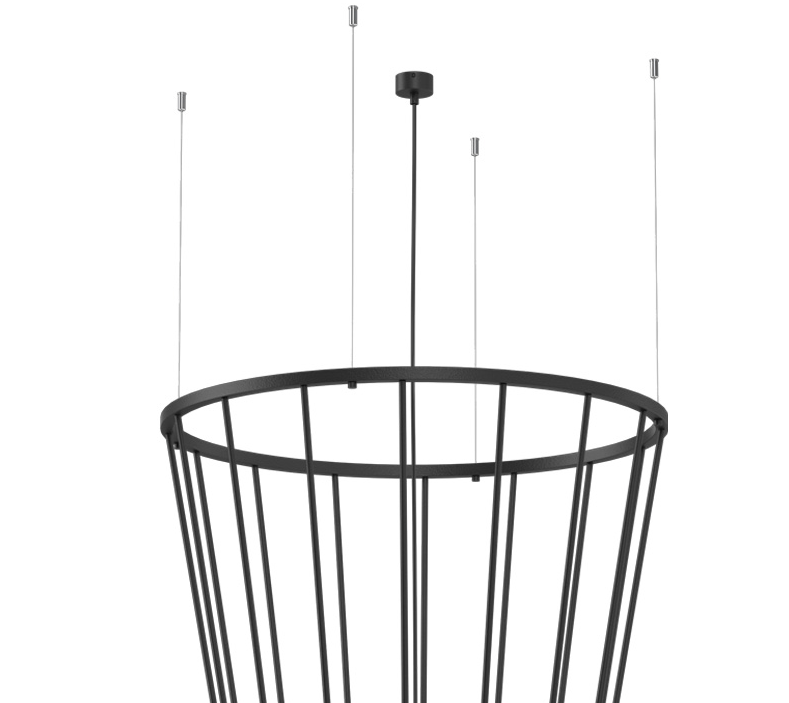 Wisząca lampa No. Moon O Z w kolorze czarnym – klatka z metalowych prętów