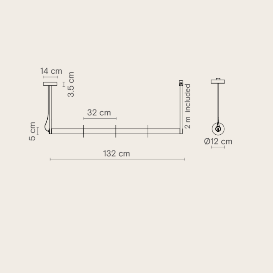 Podłużna lampa wisząca Roseline Robin z ryflowanym kloszem w złotym kolorze i brązowymi pasami