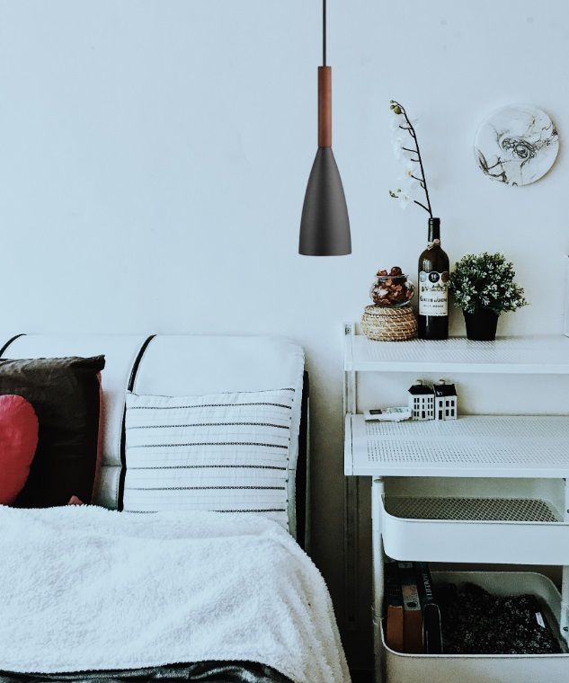 Wyprzedaż! Czarna matowa lampa wisząca Pure 10 od DFTP Nordlux wykonana z metalu