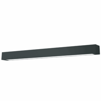 Podłużny czarny kinkiet Ibros o klasie szczelności IP44, idealny nad lustro