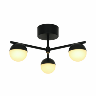 Lampa sufitowa Contina z trzema punktami świetlnymi i czarnymi kloszami