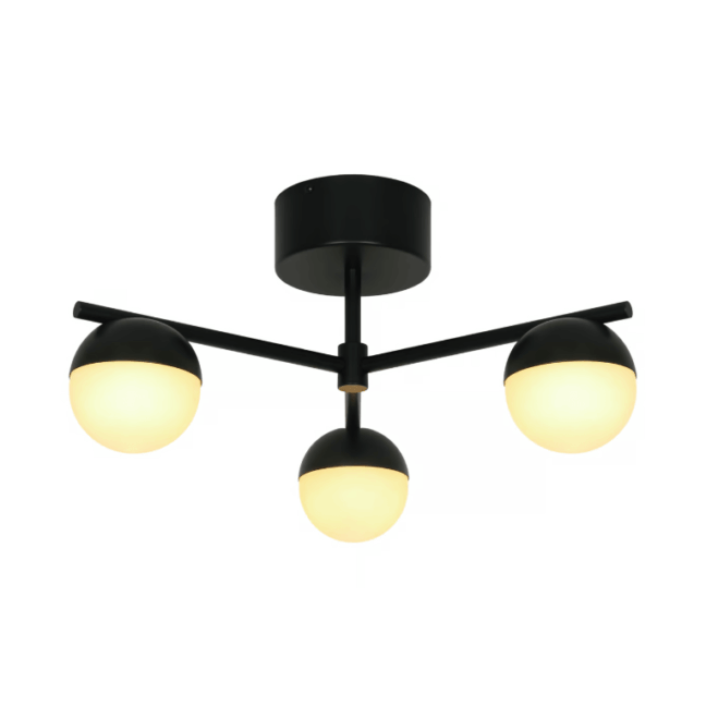 Lampa sufitowa Contina z trzema punktami świetlnymi i czarnymi kloszami