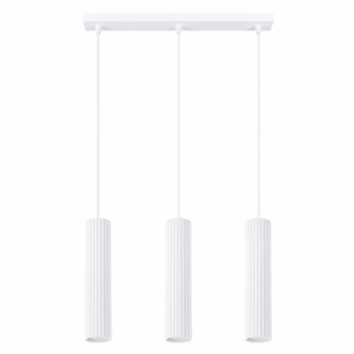 Trzypunktowa lampa wisząca Karbon 3 z białymi tubami