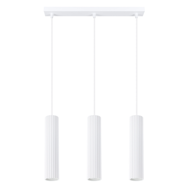 Trzypunktowa lampa wisząca Karbon 3 z białymi tubami