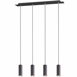 Czarna wisząca lampa Marley z czterema cylindrycznymi kloszami