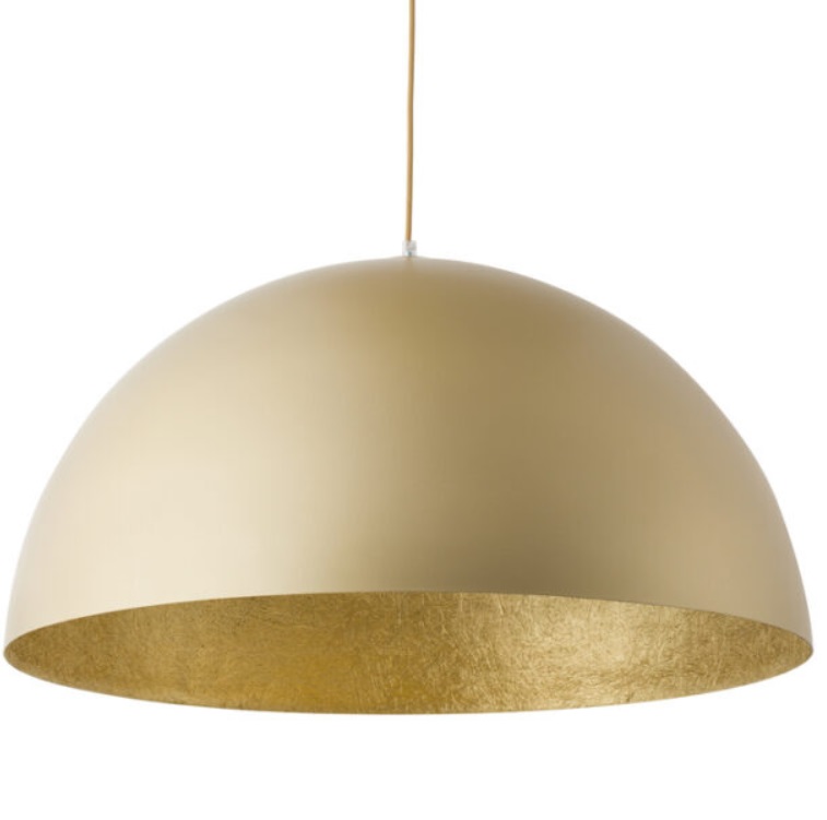 Ogromna złota lampa wisząca Sferoma 70 nad stół do salonu