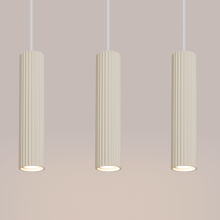 Beżowa, trzy-punktowa lampa wisząca Karbon nad wyspę