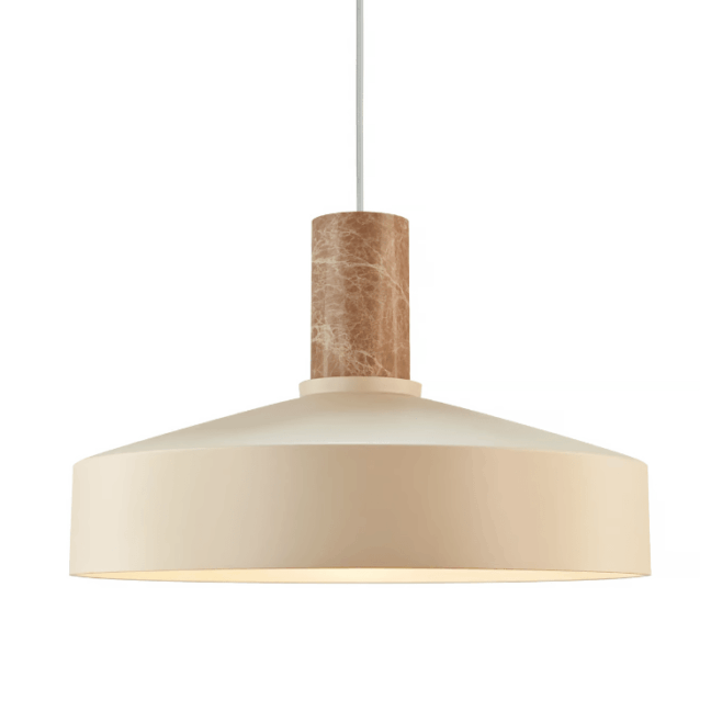 Wisząca lampa Elvas 38 w odcieniu beżu z eleganckim marmurowym zawieszeniem